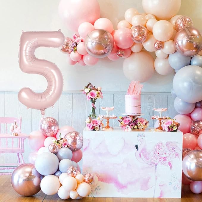 Light Pink Number 15 Balloon, 40 Inch Giant Mylar Number Balloons, Large Foil - Image 3
