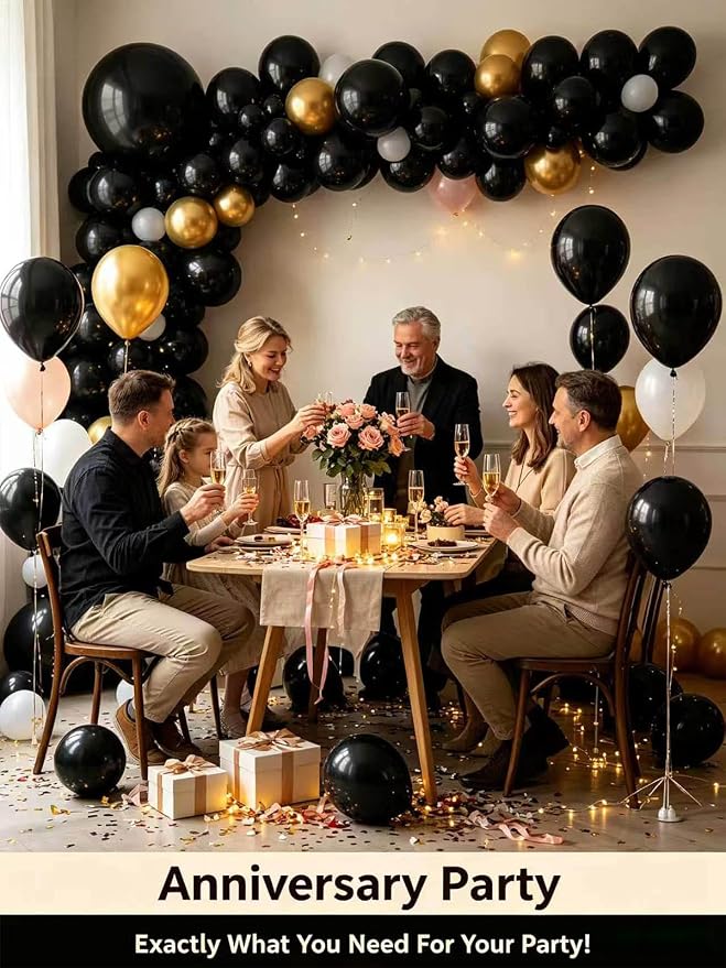 Black Balloons 125 Pcs Different Sizes 18 12 10 5 Inch Black Balloon Arch Kit - Image 7