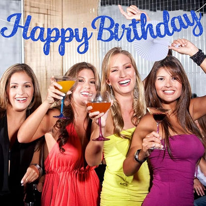 BEISHIDA Glitter Blue Happy Birthday Banner Party Decoration NO DIY, 10Feet | - Image 4