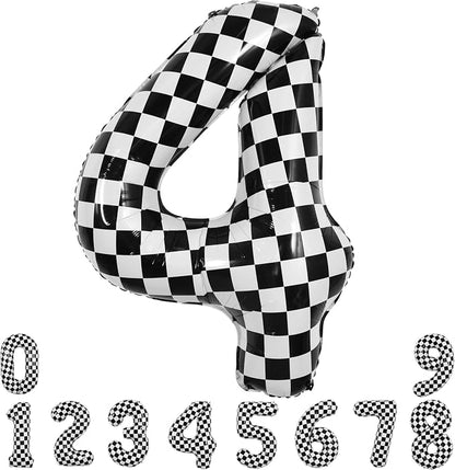 TONIFUL 40 Inch Large Checkered Number 4 Balloon 4th Birthday Decorations | 4th by TONIFUL
