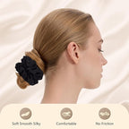 3 Pcs Silk Hair Ties, 22 Momme 100% Mulberry Hair Band, Silk Scrunchies for Women and Girls, 6A Grade No Damage Ponytail Holders (1.2in Width, Black)