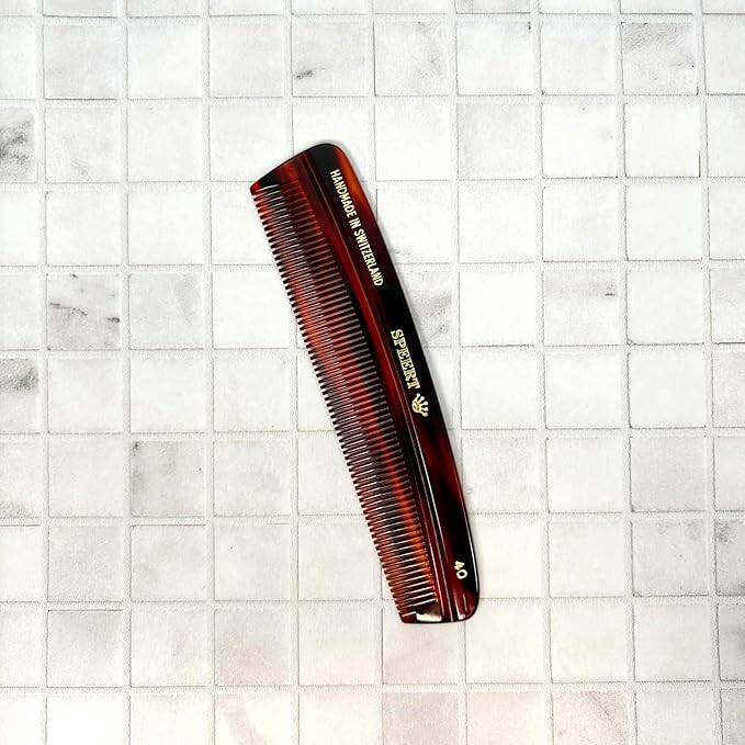#40 Handmade Narrow Tooth Comb Tortoise Havana Acetate Fine Straight Thin Detangling Parting Grooming Teasing Hair Styling Hairdresser Barber Hairdressing Wet Dry Pocket Travel Women Men Kids