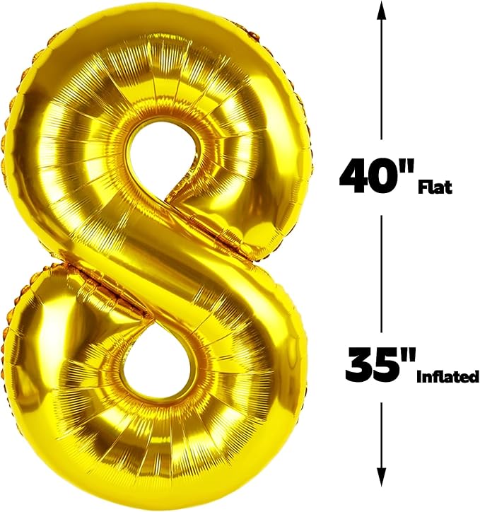 Gold Foil Number 28 82 Balloon 40 Inch, Helium Mylar 28 82 Numbers Birthday - Image 3