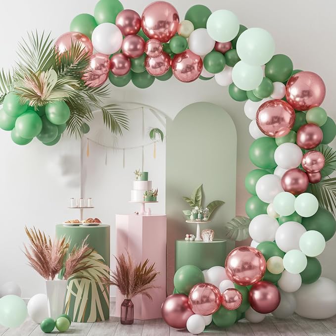 Sage Green Dusty Pink Balloon, 60 Packs 12 Inch Olive Green Retro Pink Balloon - Image 6