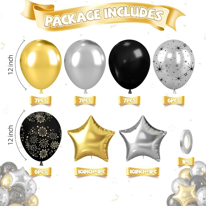 Black and Gold Balloons - Image 2