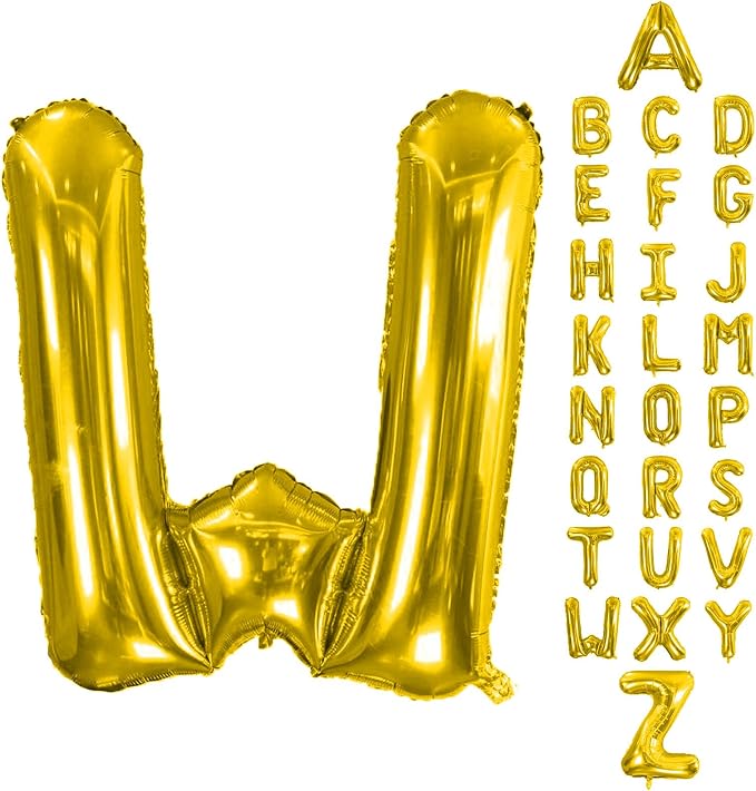 Letter Balloons Gold 40 Inch W Large Giant Big Foil Mylar Balloon | by Unknown