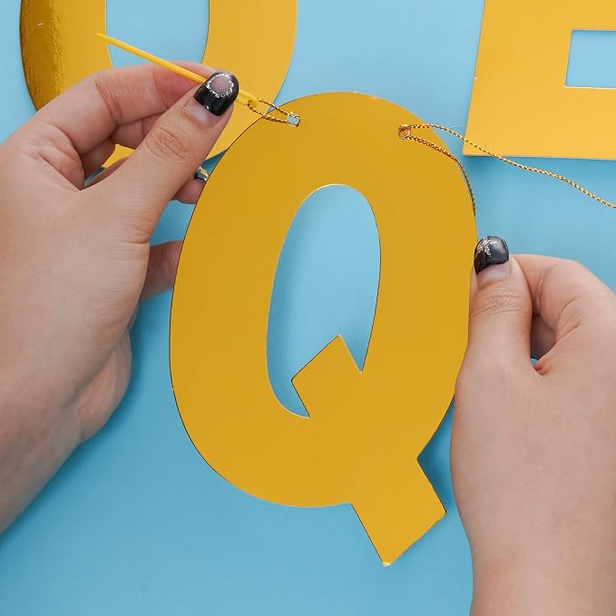 DIY Banner Kit with Letters Bright Gold Customizable Birthday Banners - Image 3