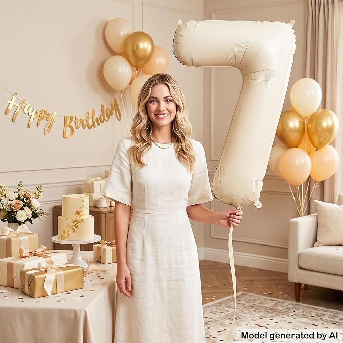 40 Inch Cream Foil Number 7 Balloon - Image 3