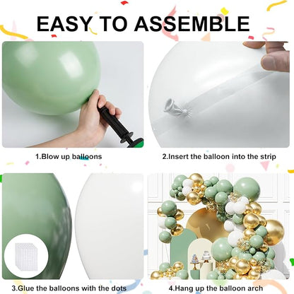 Sage Green and Gold Balloons Arch Ki, 18 12 10 5 inch, - Image 3