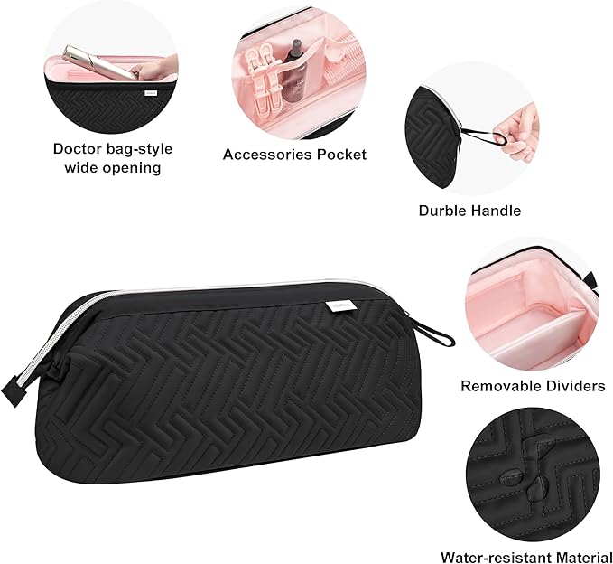 Leudes Hair Tools Travel Bag for Shark Flexstyle Carrying Case Portable Shark Hair Air Wrap Dryer Case Waterproof Dustproof Flat Curling Iron Travel Organizer (Black)