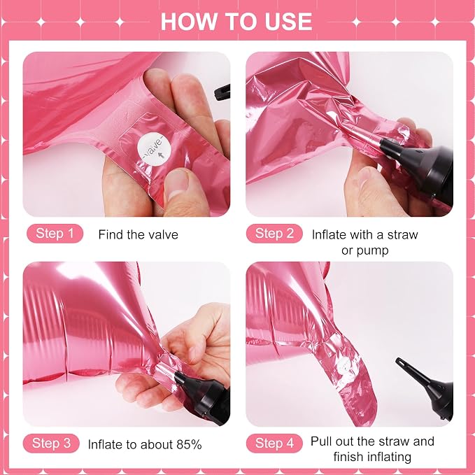 Pink Square Foil Balloons 25 Pcs Metallic Pink Balloons Wall Backdrop - Image 2