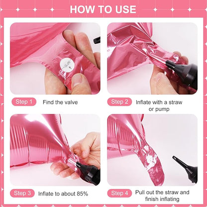 Pink Square Foil Balloons 25 Pcs Metallic Pink Balloons Wall Backdrop - Image 2