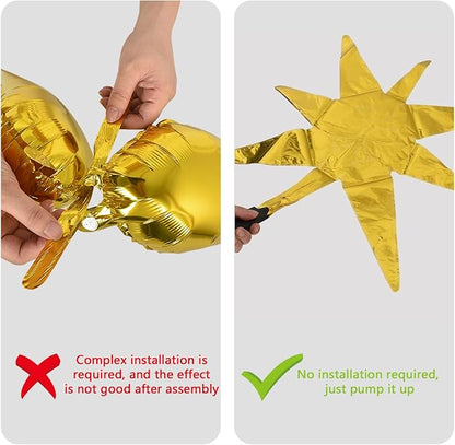 TONIFUL 8 Pcs Green and Gold Explosion Star Foil Balloon Party Decoration | 22 - Image 3