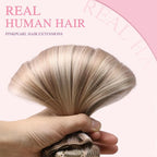 PINKPEARL Clip in Hair Extensions #18P1000 Ash Blonde Highlighted Gray Blonde 7pcs 22Inch 120g Real Remy Hair Extensions Clip in Human Hair(#18P1000-22)