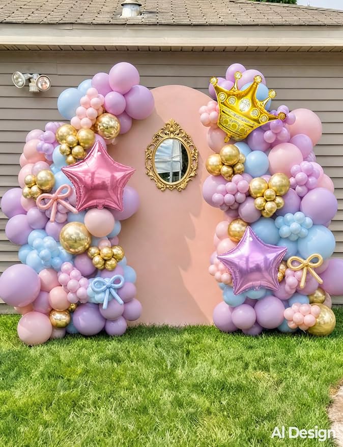 Princess Balloon Garland Arch Kit, Crown Star Foil, - Image 2