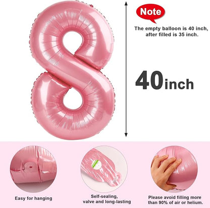 Number 8 Balloons 40 Inch for 8 18 Birthday Party Decorations, Pastel Pink | - Image 5