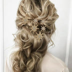 6 Pieces Rhinestone Stars Moon Hair Clips Vintage Star Hairpins Crystal Decorative Bobby Pins Metal Alloy Hair Pins Snowflake Side Clip Hair Accessories for Women Girls (Gold)