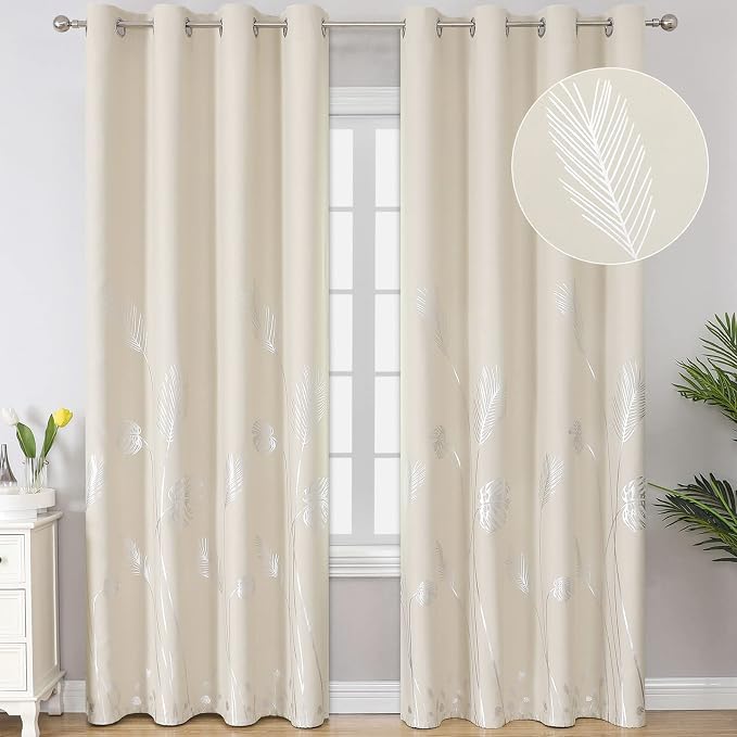 Cream Beige Room Darkening Curtains 102 Inches Long by ESTELARTEXTILER