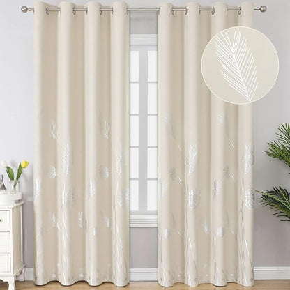 Cream Beige Room Darkening Curtains 102 Inches Long by ESTELARTEXTILER