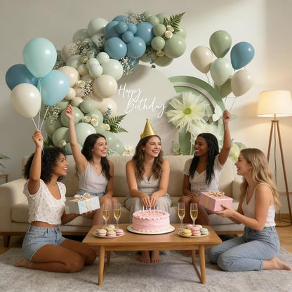 Dusty Blue Green Beige Balloons 72PCS Sage Green and Blue Cream Helium Latex - Image 8