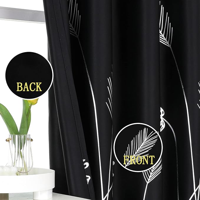 Black Blackout Curtains & Drapes 90 Inches Long - Image 3
