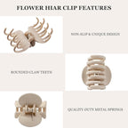 Matte Hair Clips for Women, 8PCS Medium Hair Clips for Thin/Thick Hair Rectangle Hair Claw Double Row Small Claw Clips Non-Slip Hair Accessories