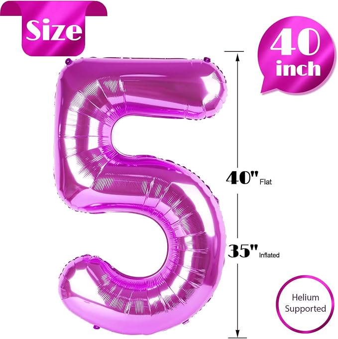 Rosy Purple Number 5 Balloon 40 Inch - Image 5