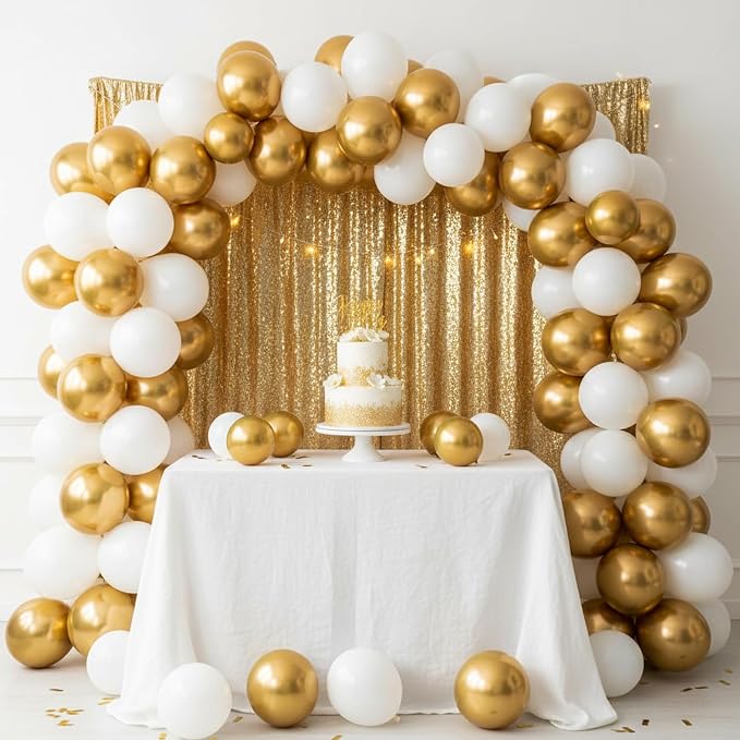 RUBFAC Balloons Metallic Gold Balloon Arch Different Sizes 154pcs | Balloon - Image 6
