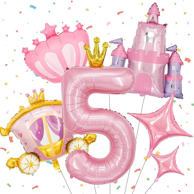 Minyu 6-Piece Princess Theme Party Decoration Set: Princess Carriage + Pink by Unknown