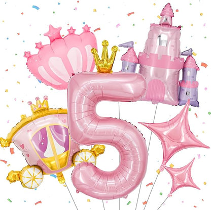 Minyu 6-Piece Princess Theme Party Decoration Set: Princess Carriage + Pink by Unknown