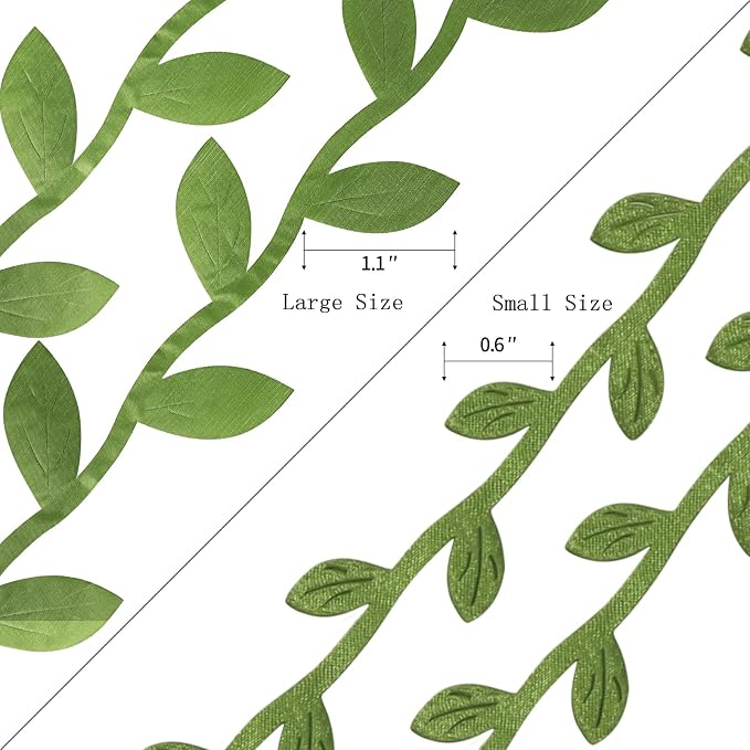 132 Ft Large Leaf Trim Ribbon, Artificial Greenery Garland Vines | String - Image 3