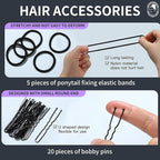 Teenitor Hair Bun Maker Set - 7 Hair Donut for Buns (1 Extra-Large, 2 Large, 2 Medium, 2 Small), 5 Elastic Bands, 20 Hair Pins, Cream White Color