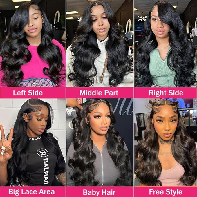 32 Inch 13x6 Body Wave Lace Front Wigs Pre Plucked HD Transparent Lace Frontal Wig Glueless 100% Virgin Human Hair with Baby Hair for Women