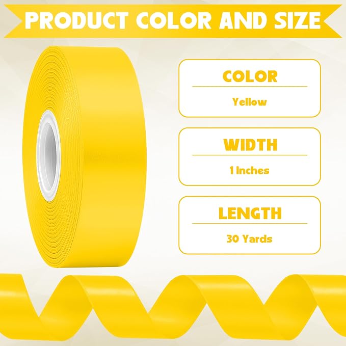 30Yards 1In Yellow Satin Ribbon - Image 2