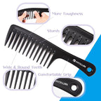 HYOUJIN Two Set Large Wide Tooth Comb Detangling Wet or Dry Combs for Shower, Hair Styling Brush for Natural, Curly, Long Hair for Women and Men