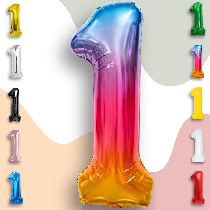 Rainbow Number Balloons 1 Mylar Foil 40 Inch - Image 5