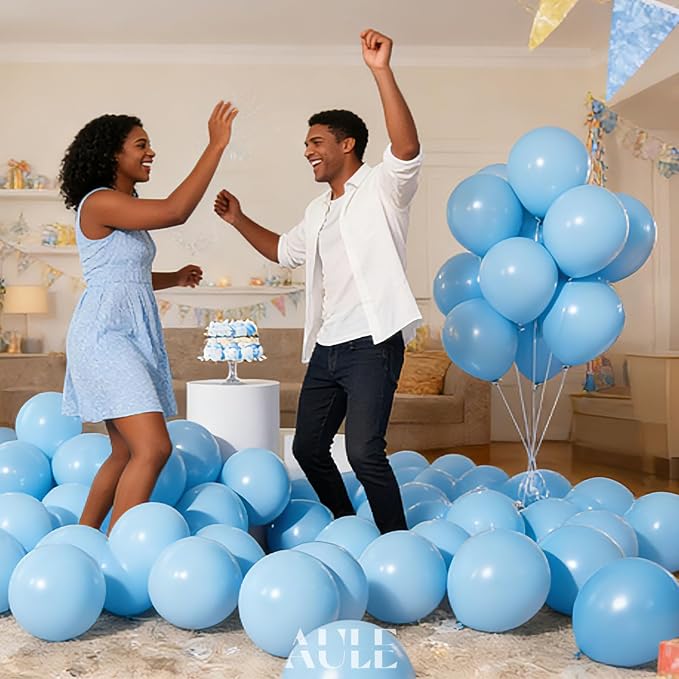 AULE 50Pcs Latex 12 Inch Macaron Blue Balloons | Helium Party Happy Birthday - Image 5