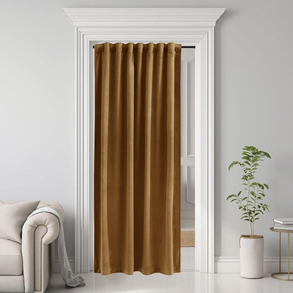 Velvet Doorway Curtains Luxury Gold Brown Back Tab Thermal Insulated Window by StangH