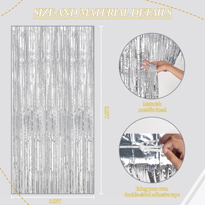 DECOCKRAT 3 Pack Foil Fringe Backdrop - Image 3