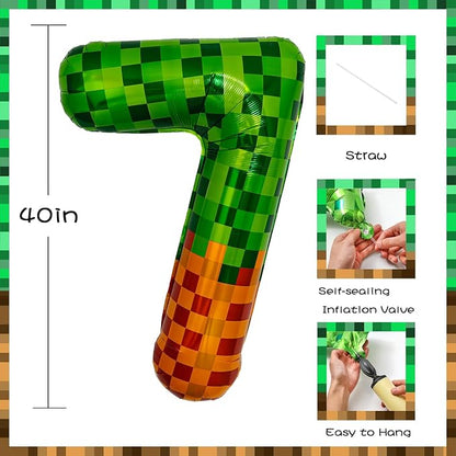 40" Pixel Number 7 Balloon - Image 2