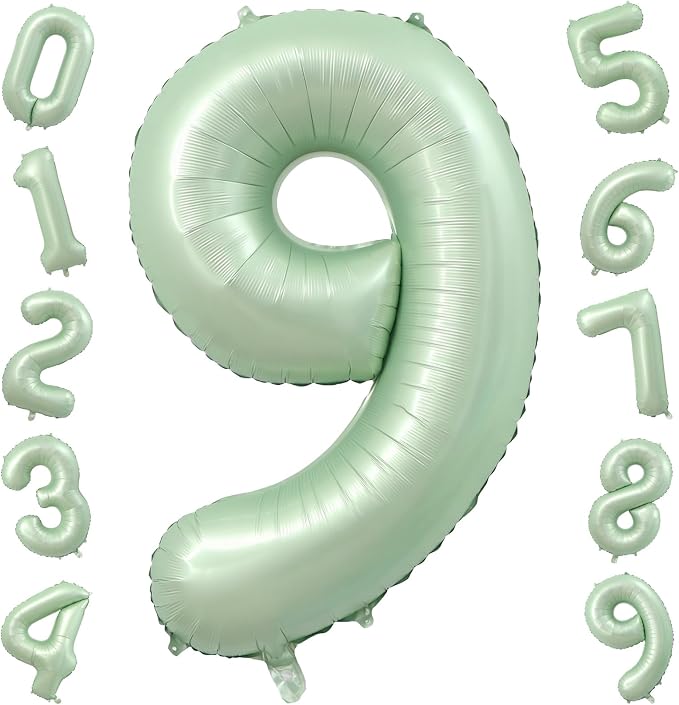 40 Inch Olive Green Number 9 Balloon by TNCDJKPA