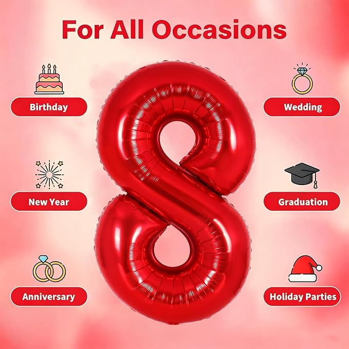 Number Balloons Red Party Balloon - Image 5