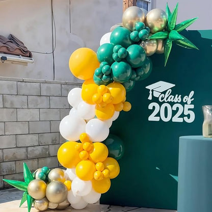 Green Yellow Gold Balloons, 12 Inch Dark Emerald Green Yellow Balloons - Image 5