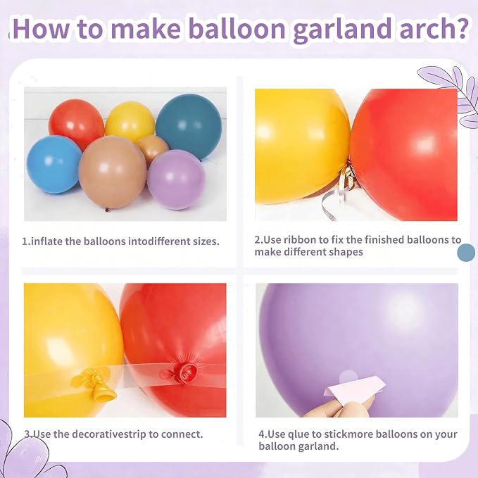 Boho Rainbow Balloon Arch Kit, Retro Blue - Image 4