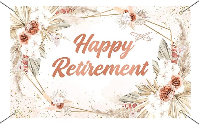 Mocsicka Happy Retirement Banner Backdrop Decorations - Image 6