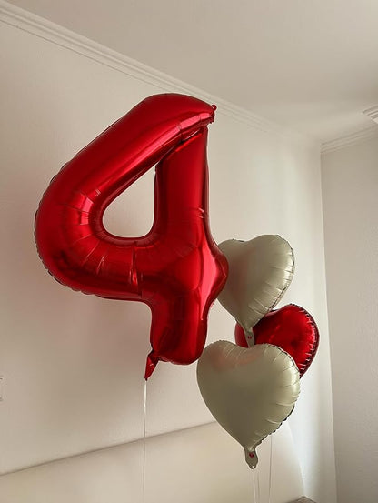 Red White Heart Balloons - Image 4