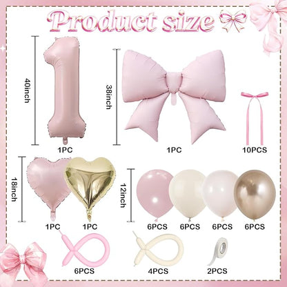 Dusty Pink Balloon Number 1 for 1st Birthday Decorations Girls, Blush Baby Pink - Image 3