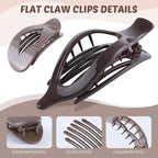 Lourny Flat Hair Clips for Women, French Flat Claw Clips & Duckbill Hair Clips for Thin Hair Lightweight Non-Slip Claw Clips for Women 6PCS