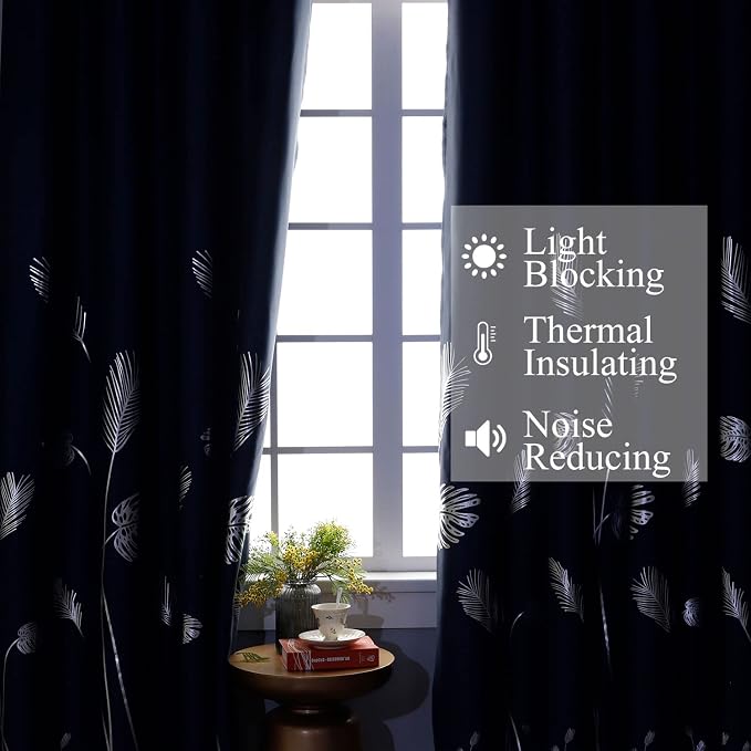 Blackout Window Curtains Silver Palm Tree Print Grommet Blackout Curtains - Image 6