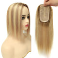 Real Human Hair Toppers for Women #TLQ, 3x5 Inch Injected Silk Base 130% Density 12 Inch Length Hair Toppers